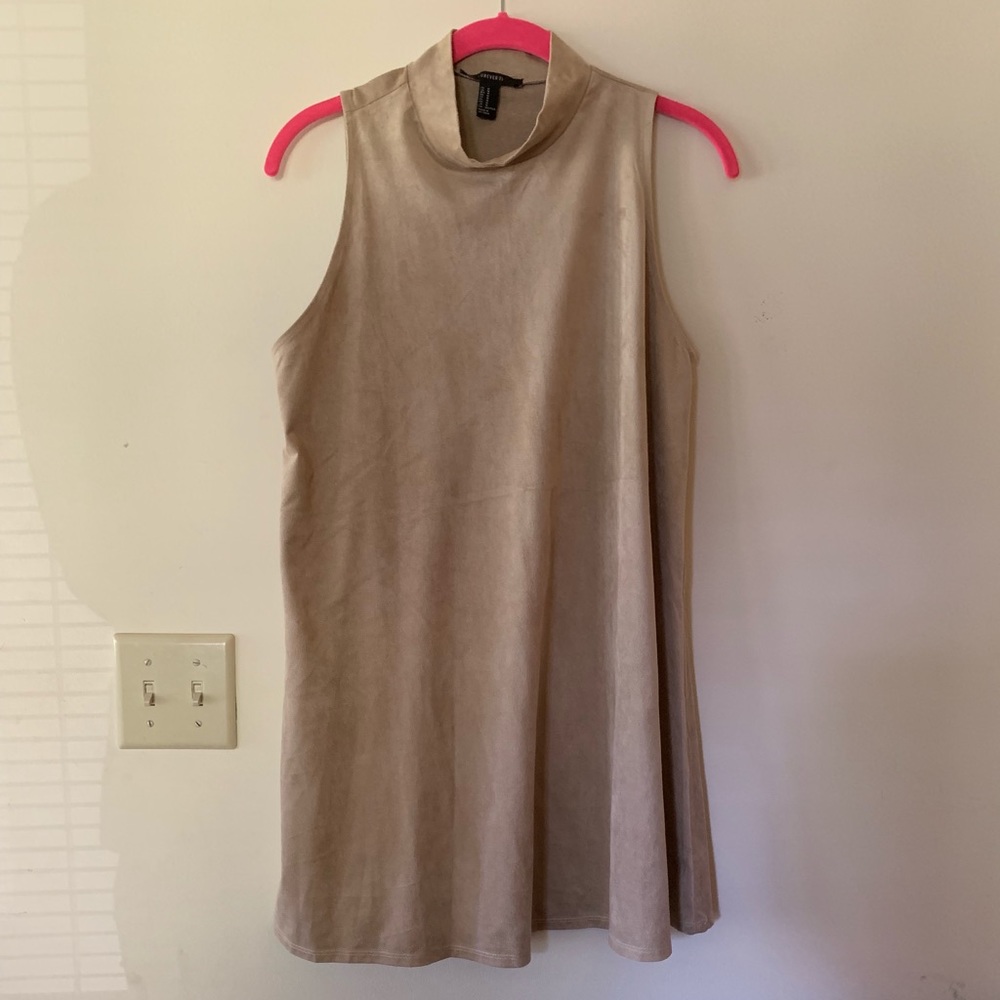 Tan Faux Suede Mini Dress